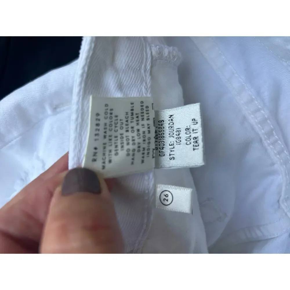 GRLFRND Jourdan‎ Tomboy White Distressed Denim Shorts 26